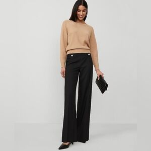 NEW ANN TAYLOR $129 BLACK THE PETITE  BUTTON TRIM SAILOR WIDE LEG PANTS 4P